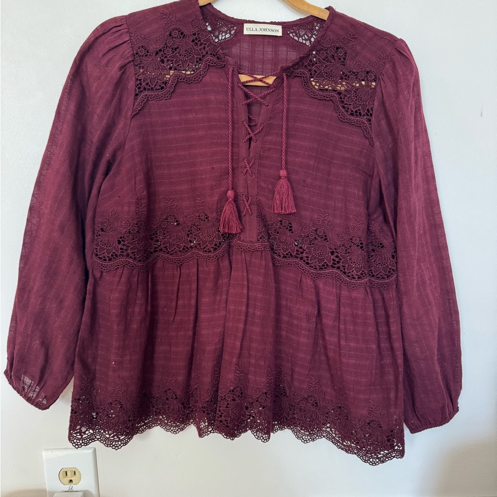 Ulla Johnson Women's Burgundy Lace Top